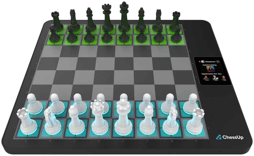 A ChessUp 2 smart board with Chessiverse open on its screen.